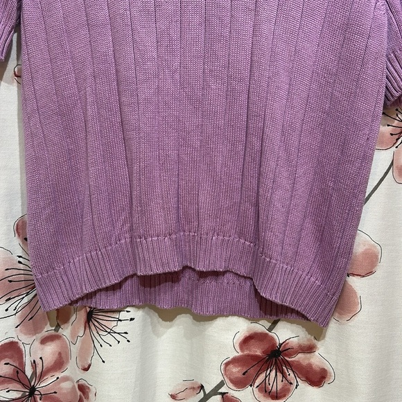 AUGUST SILK Purple Short Sleeve Knit Top Silk/Cotton Blend Size Large - Picture 4 of 6
